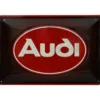 Audi - Röd Audi-logga med vit text - Plåtskylt - 30x20 cm