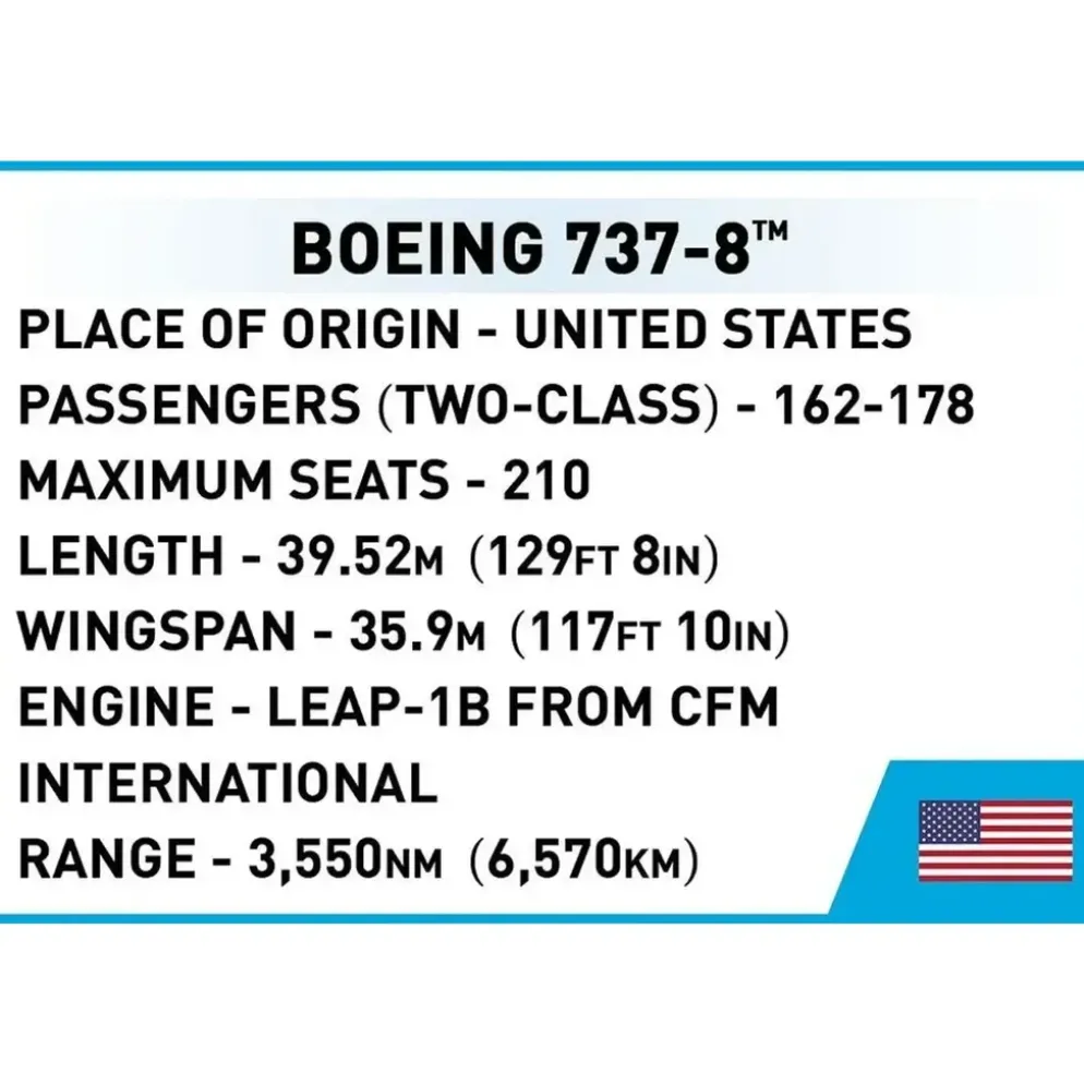 Boeing 737-8 - Klossbyggmodell - 26608 - COBI - 1:110