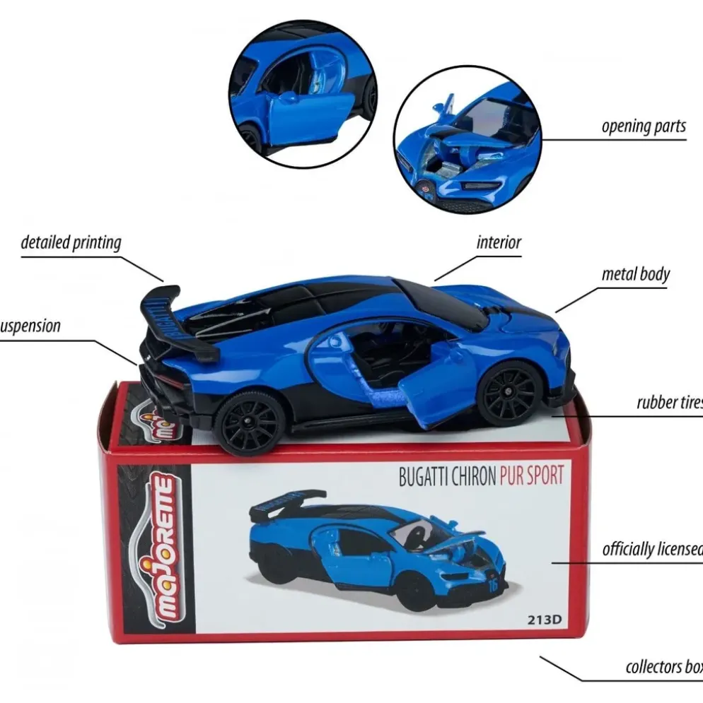 Bugatti Chiron Pur Sport - Blå - Deluxe Cars - Majorette