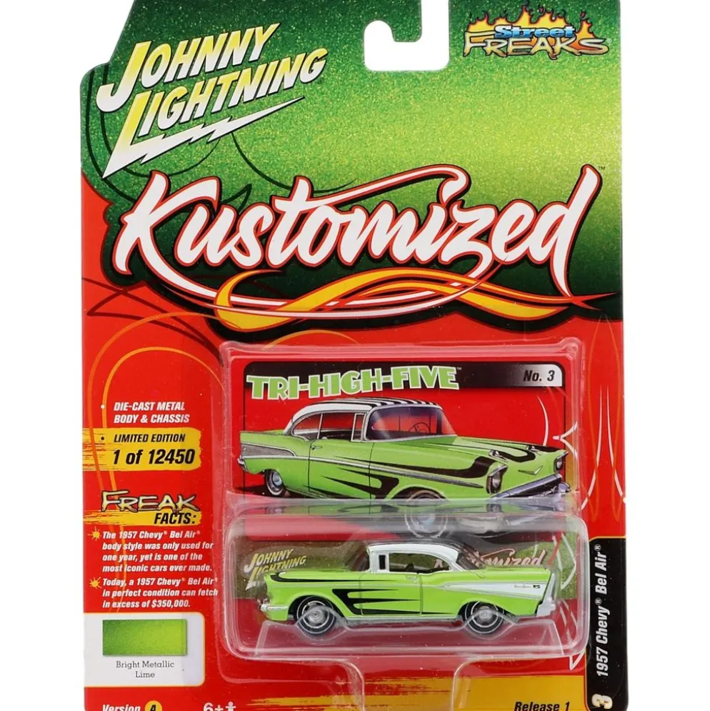 1957 Chevy Bel Air - Grön - Kustomized - J Lightning - 1:64