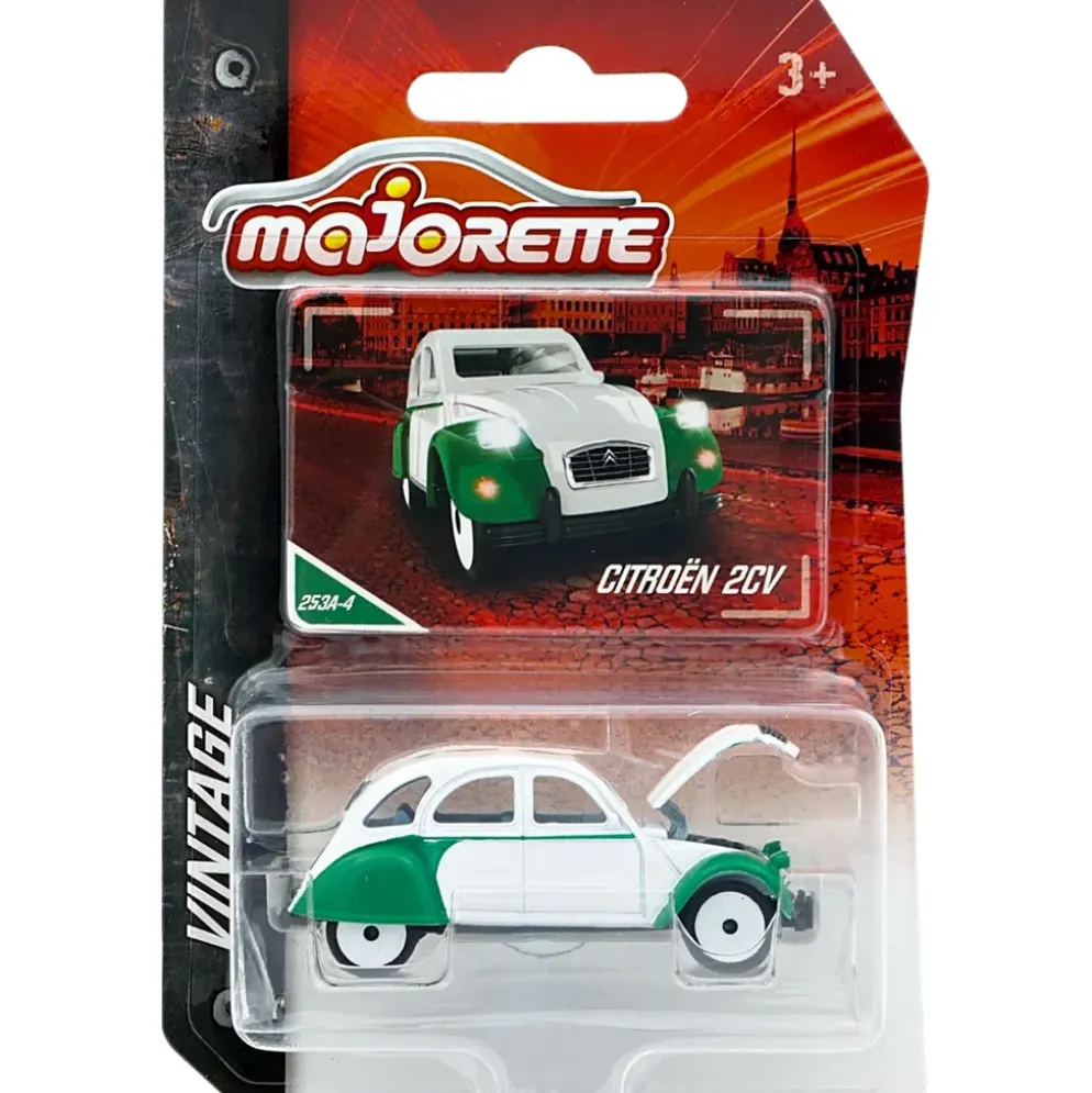 Citroën 2CV - Vit / Grön - Vintage - Majorette - 7 cm
