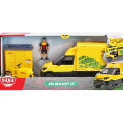 DHL Delivery Set - Paketbil Paketskåp Cykel - Dickie Toys