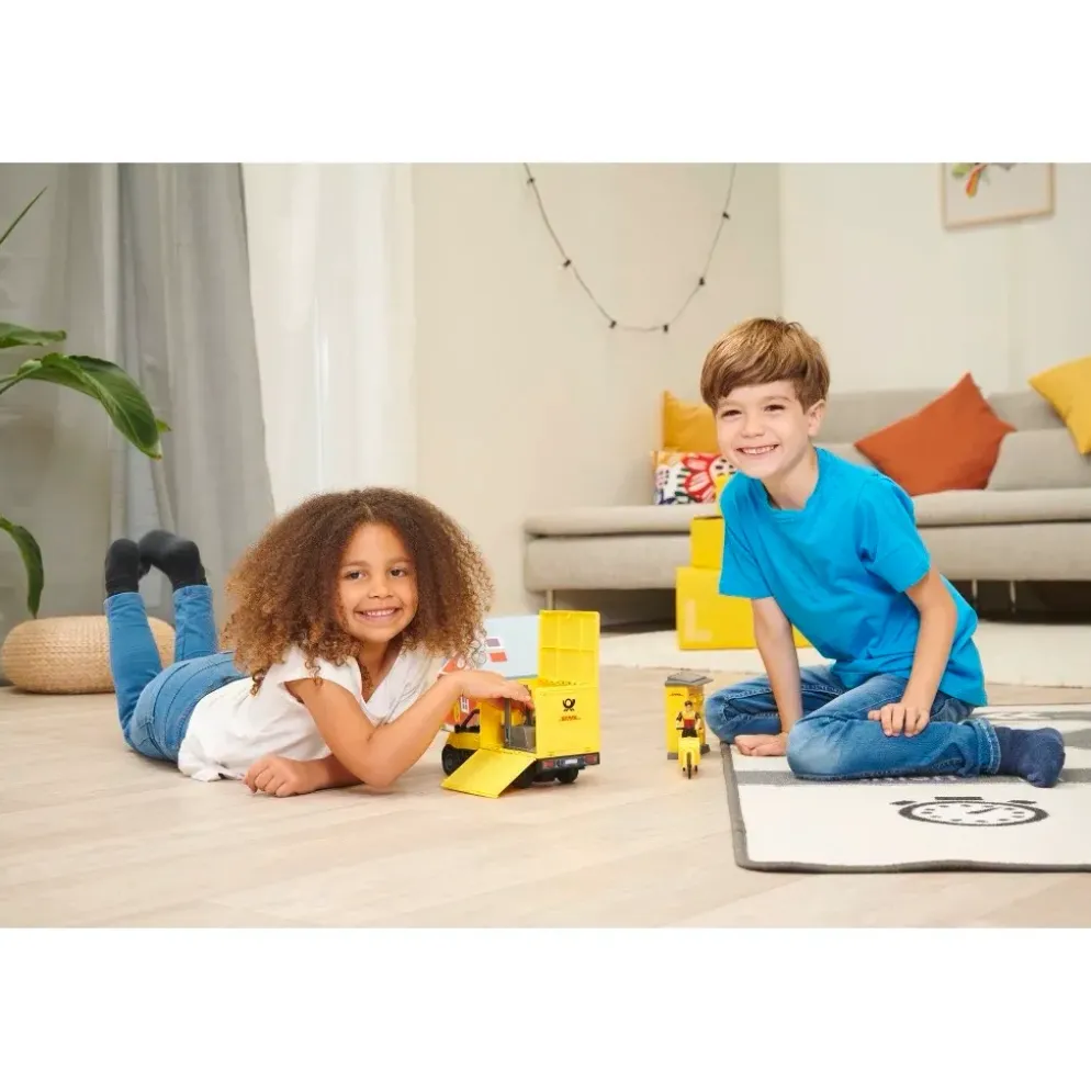 DHL Delivery Set - Paketbil Paketskåp Cykel - Dickie Toys