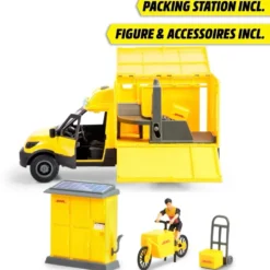 DHL Delivery Set - Paketbil Paketskåp Cykel - Dickie Toys