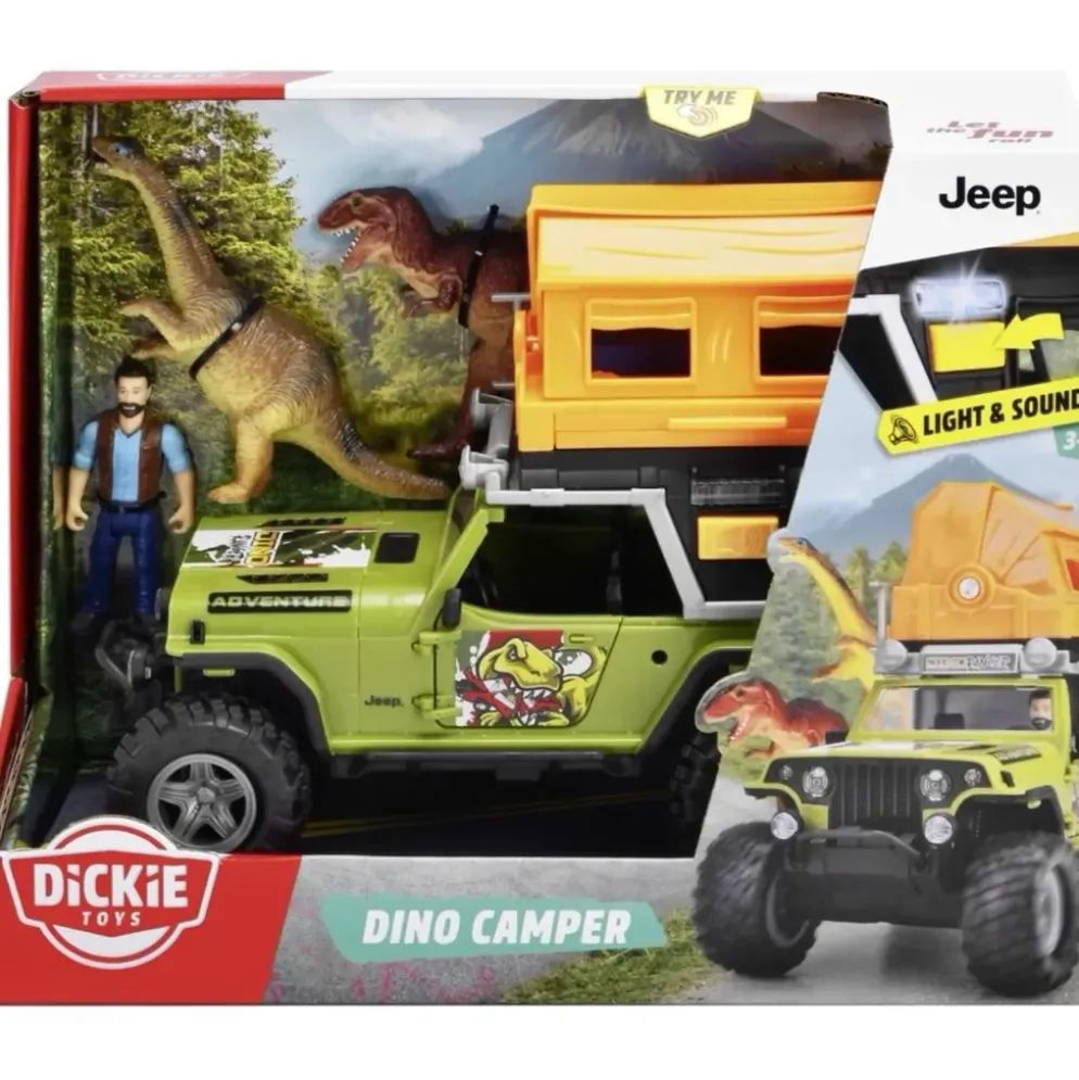 Dino Camper - Jeep Wrangler med Ljud och Ljus - Dickie Toys