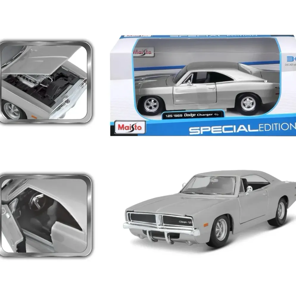 1969 Dodge Charger R/T - Silver - Maisto - 1:25