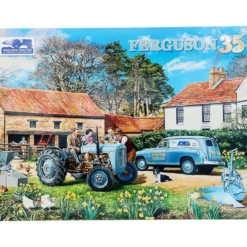 Ferguson 35 - Traktor på gård - Plåtskylt - 40x30 cm
