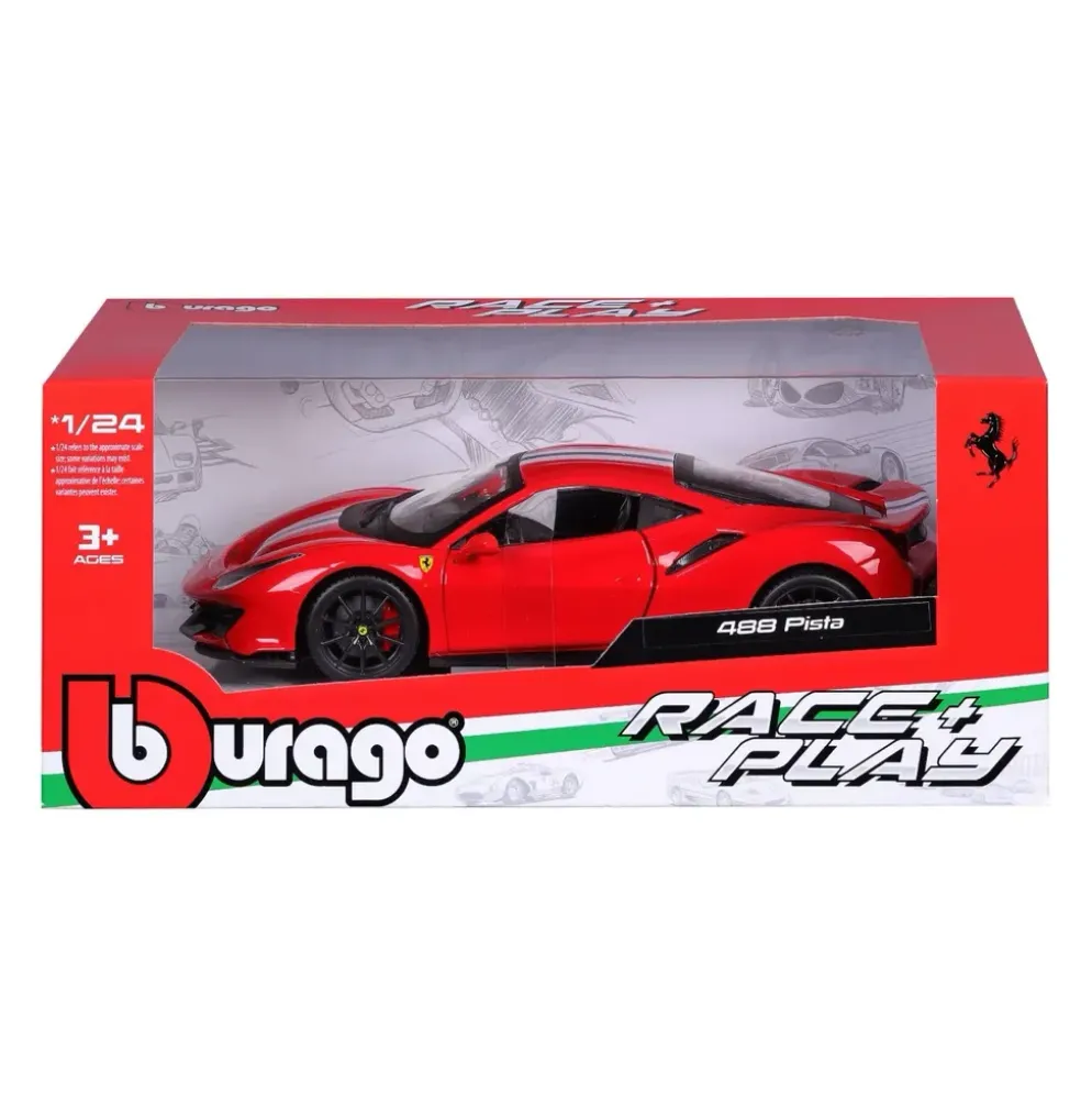 Ferrari 488 Pista - Röd - Bburago - 1:24 - 19 cm