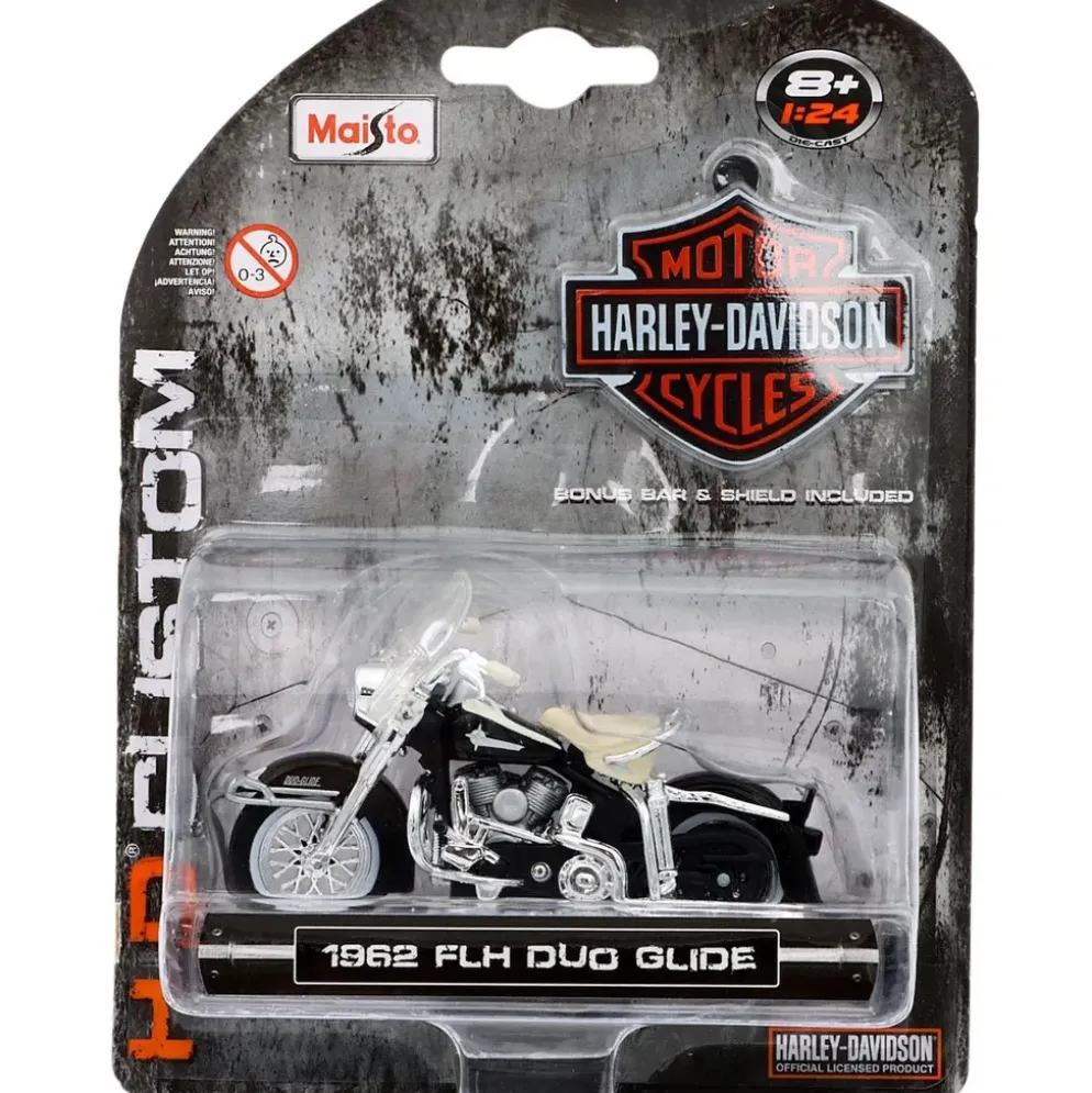 1962 FLH Duo Glide - Harley-Davidson - Svart - Maisto - 1:24