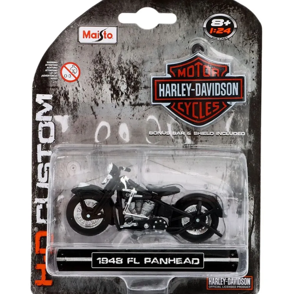 1948 FL Panhead - Harley-Davidson - Svart - Maisto - 1:24