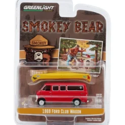 1969 Ford Club Wagon - Röd - Smokey Bear - GreenLight - 1:64