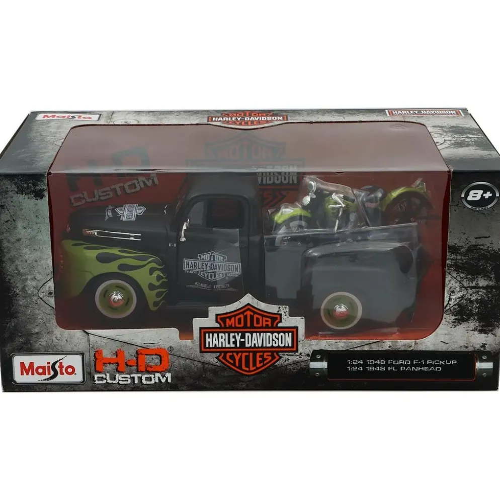 1948 Ford F-1 Pickup + HD 1948 FL Panhead - Maisto - 1:24