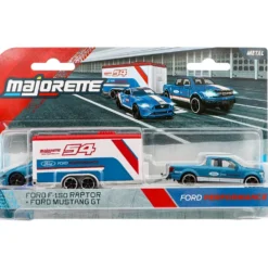 Ford F-150 Raptor + Mustang GT - Race Trailer - Majorette