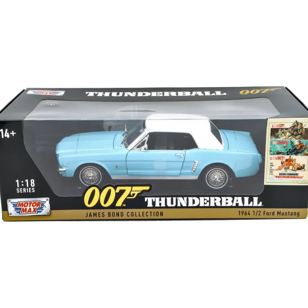 1964 1/2 Ford Mustang - Blå - Thunderball - Bond - MM - 1:18