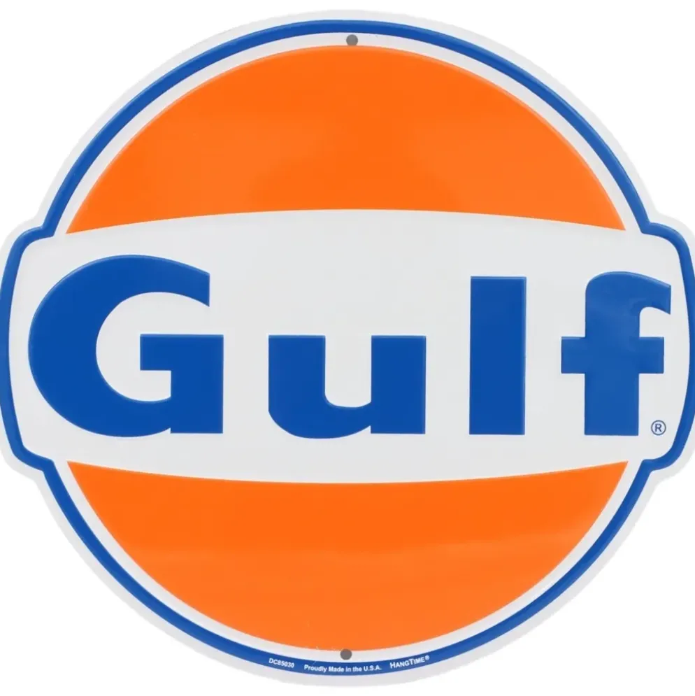 Gulf - Rund plåtskylt - 30x28 cm