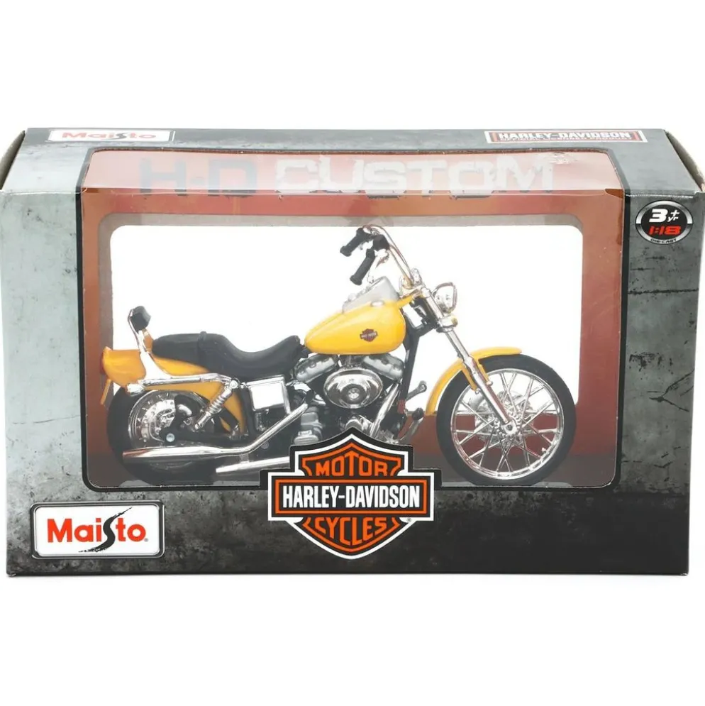Harley - 2001 FXDWG Dyna Wide Glide - Gul - Maisto - 1:18