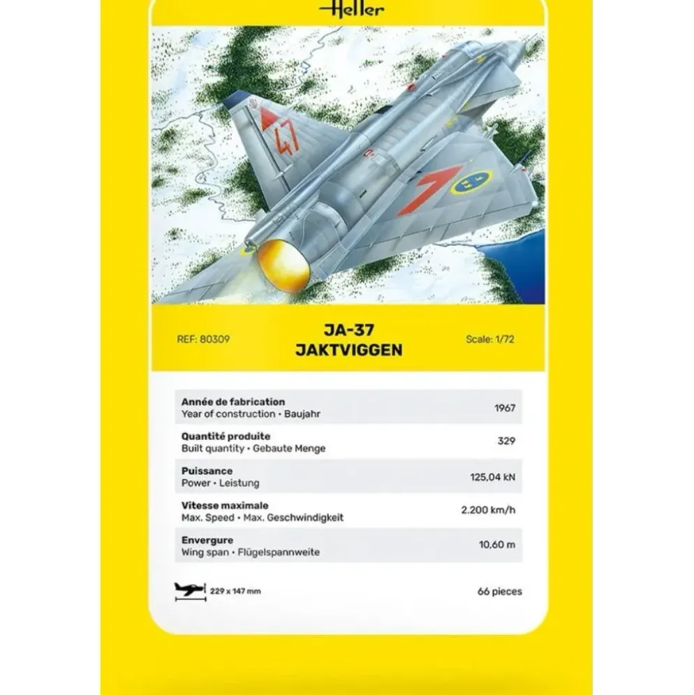 JA-37 Jaktviggen - Plastbyggsats - 80309 - Heller - 1:72
