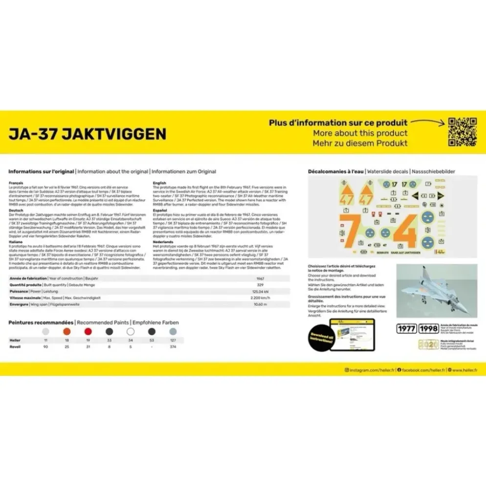JA-37 Jaktviggen - Plastbyggsats - 80309 - Heller - 1:72