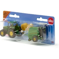 John Deere 7530 med rundbalspress - 1665 - Siku - 13 cm