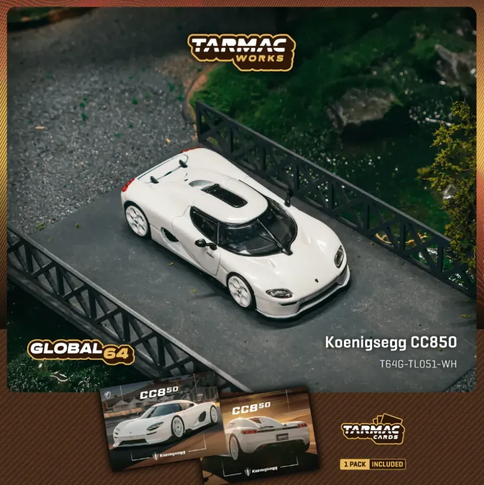 Koenigsegg CC850 - Vit - Cards Combo Set - GLOBAL64 - Tarmac - 1:64
