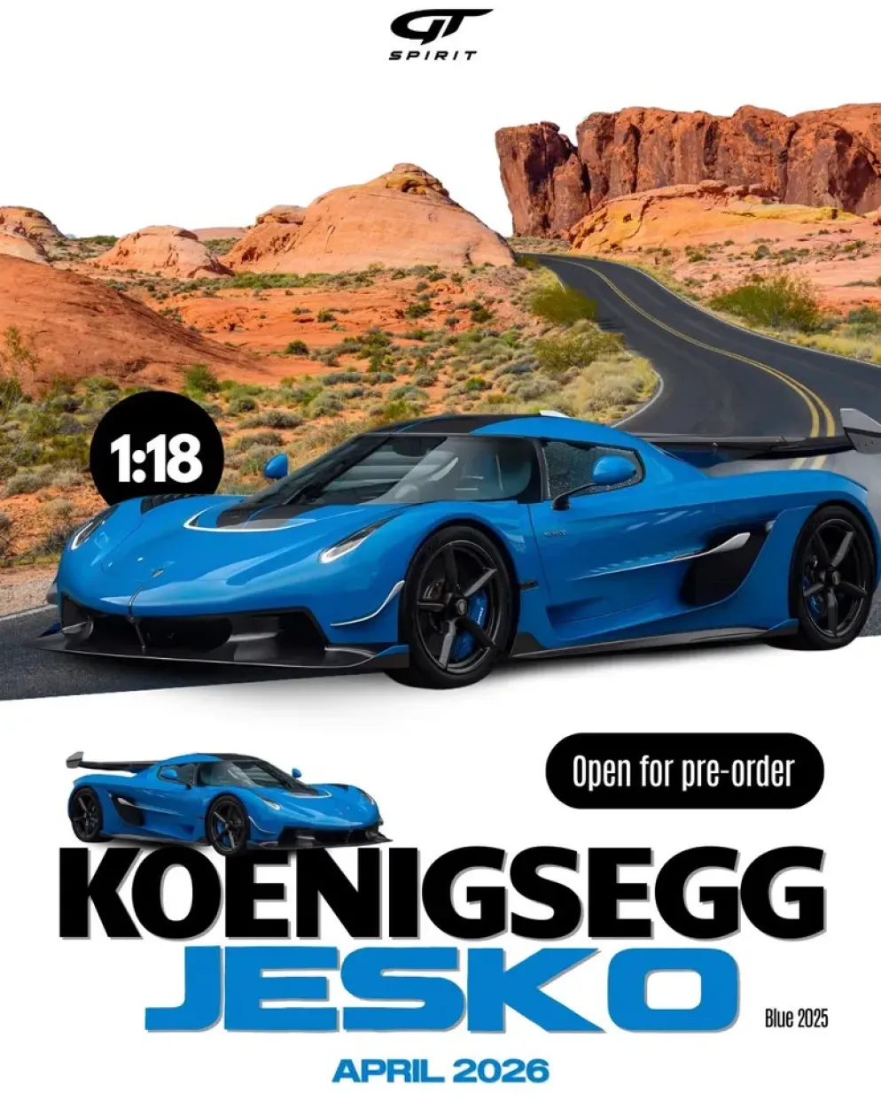 Koenigsegg Jesko - Blå - 2025 - GT Spirit - 1:18