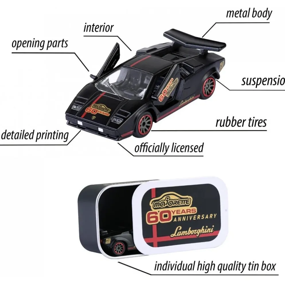 Lamborghini Countach LP400 - Svart - Majorette 60 Years - 7 cm