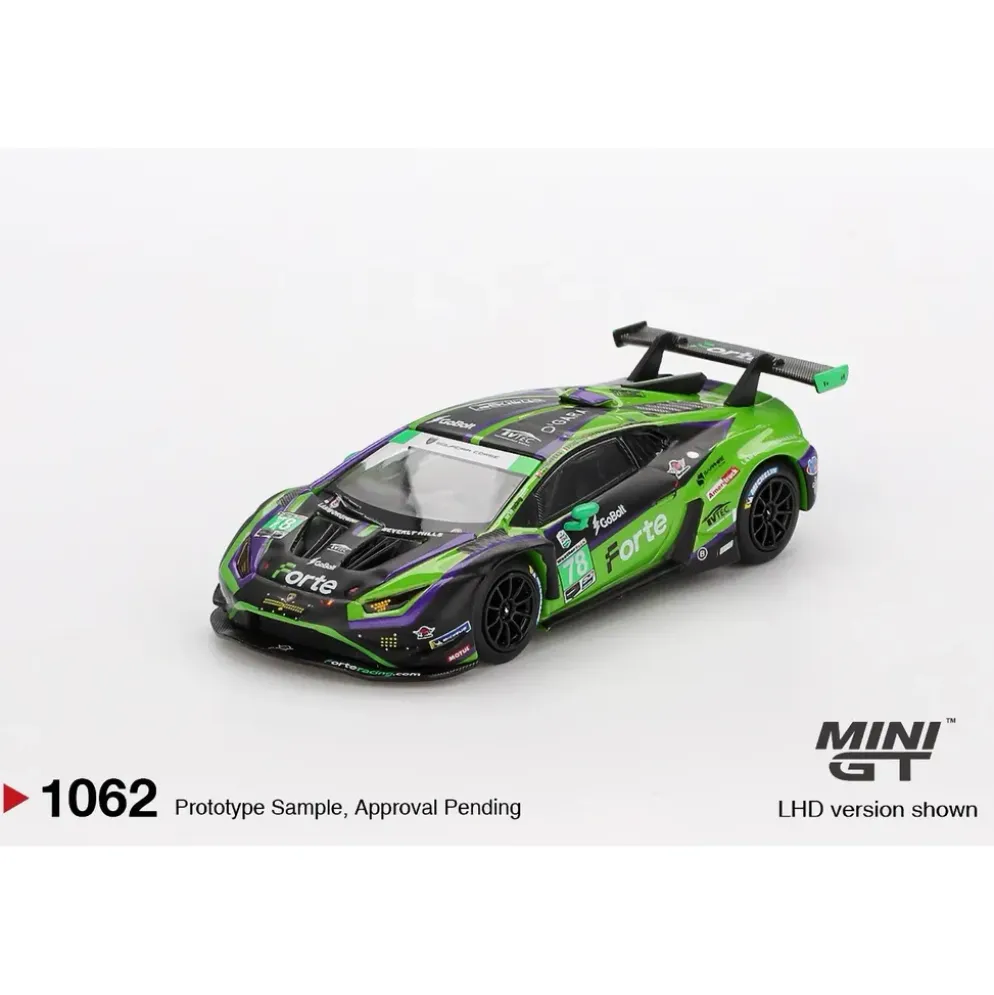 Lamborghini Huracán GT3 EVO2 #78 Forte Racing 2024 IMSA Daytona 24 Hrs - Grön - 1062 - Mini GT - 1:64