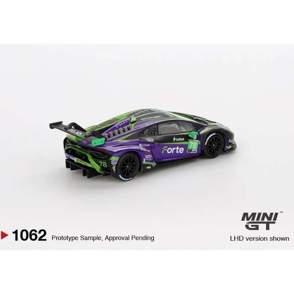 Lamborghini Huracán GT3 EVO2 #78 Forte Racing 2024 IMSA Daytona 24 Hrs - Grön - 1062 - Mini GT - 1:64