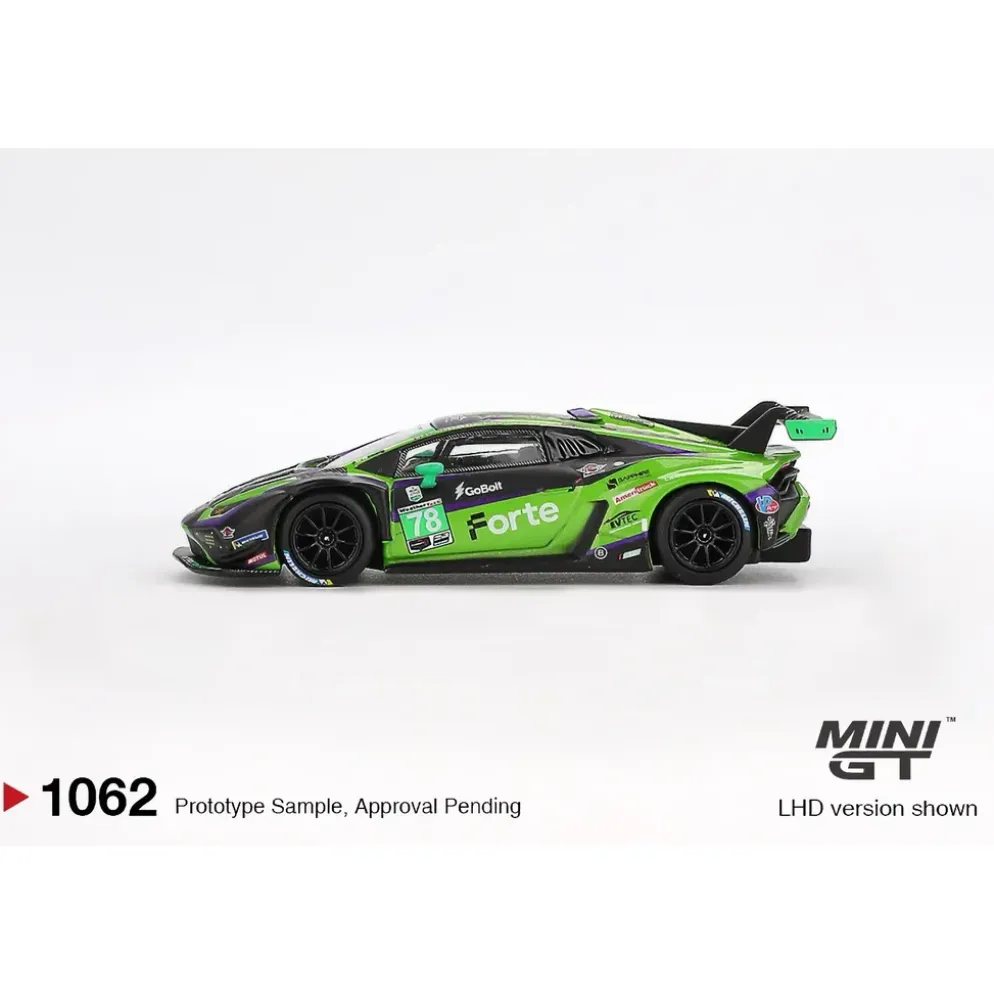 Lamborghini Huracán GT3 EVO2 #78 Forte Racing 2024 IMSA Daytona 24 Hrs - Grön - 1062 - Mini GT - 1:64