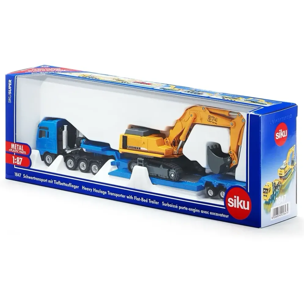 MAN Dragbil + Trailer med Liebherr Grävmaskin - 1847 - Siku