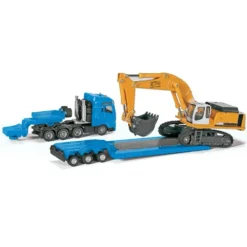 MAN Dragbil + Trailer med Liebherr Grävmaskin - 1847 - Siku