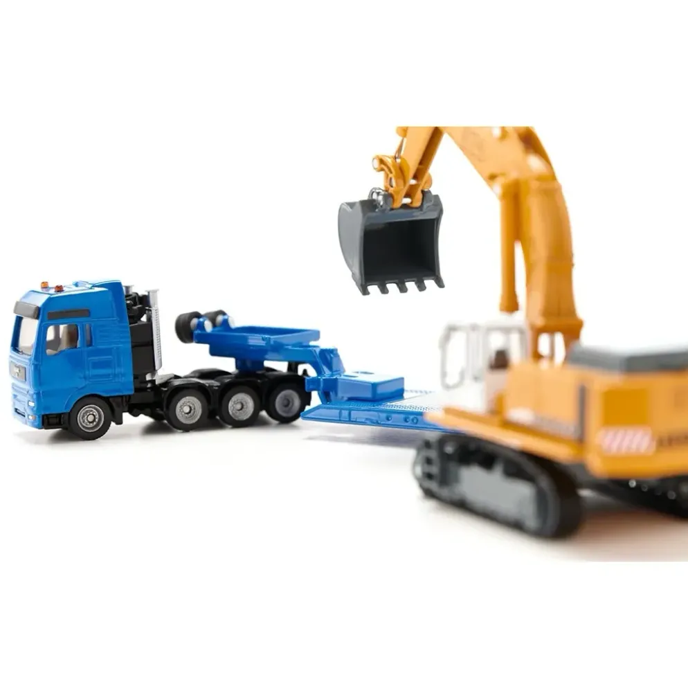 MAN Dragbil + Trailer med Liebherr Grävmaskin - 1847 - Siku