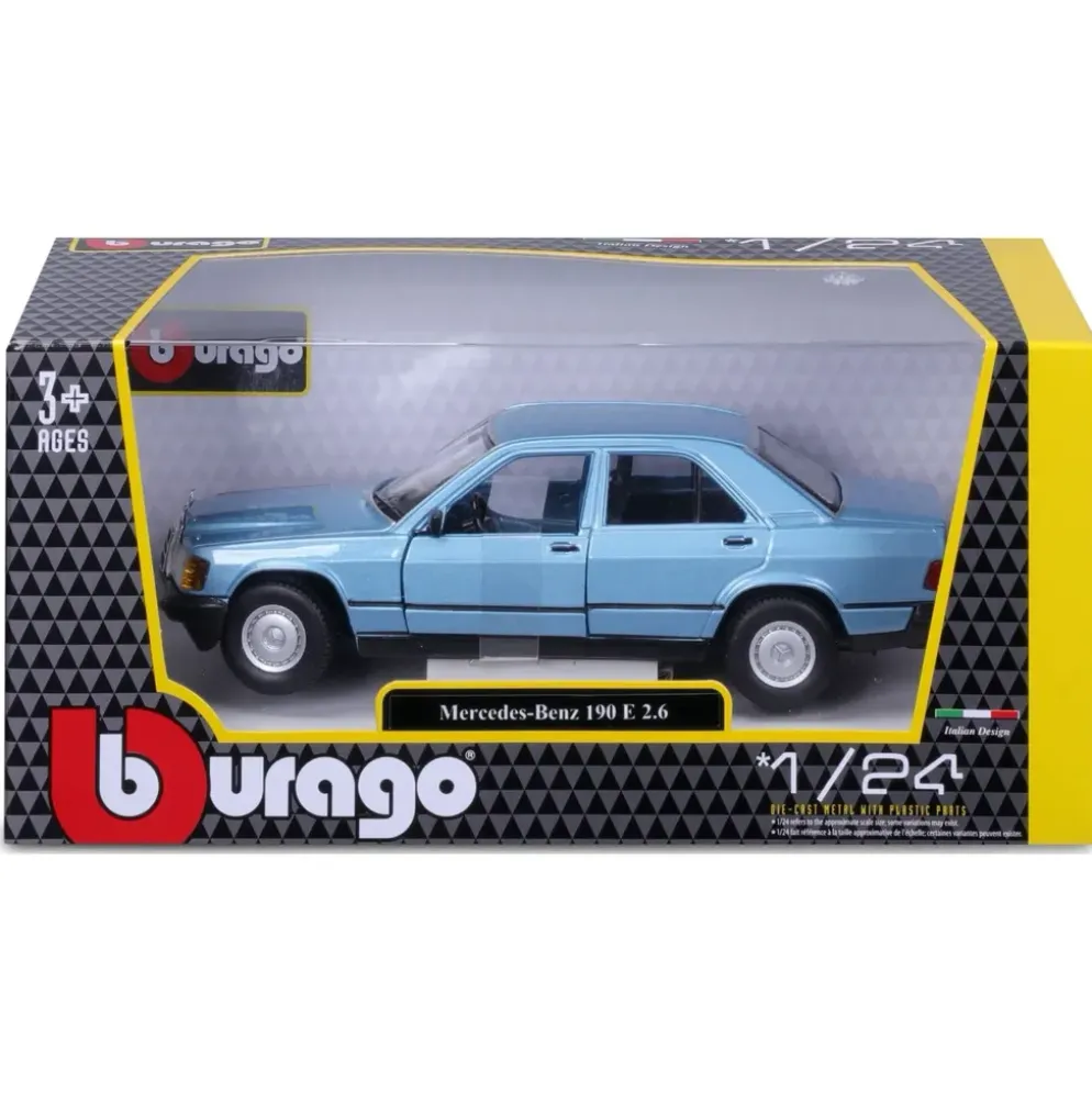 Mercedes-Benz 190 E 2.6 - W201 - Blå - Bburago - 1:24