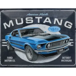Mustang '69 - Blå - American Muscle - Plåtskylt - 40x30 cm