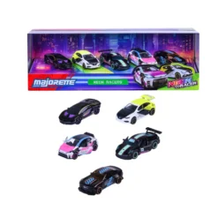 Neon Racers - 5-pack med leksaksbilar - Giftpack - Majorette
