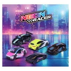 Neon Racers - 5-pack med leksaksbilar - Giftpack - Majorette
