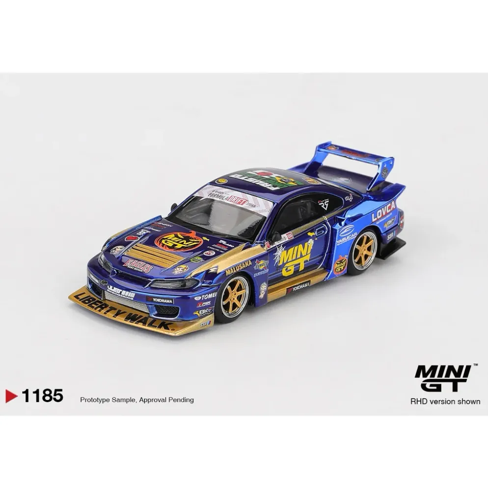 Nissan LB-Super Silhouette S15 SILVIA #555 Team MINI GT Liberty Walk 2025 Formula Drift Halloween Special - Blå - 1185 - Mini GT - 1:64