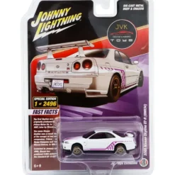 2000 Nissan Skyline GT-R (BNR34) Vit Johnny Lightning - 1:64