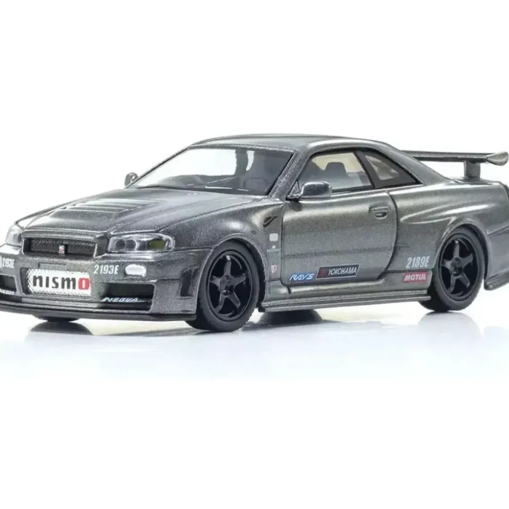Nissan Skyline GT-R med LED-belysning - Grå- Kyosho - 1:64