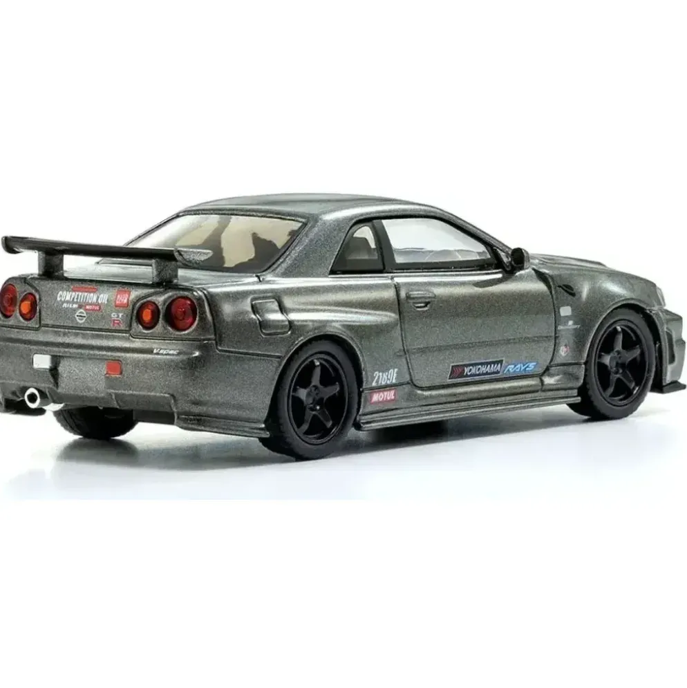 Nissan Skyline GT-R med LED-belysning - Grå- Kyosho - 1:64