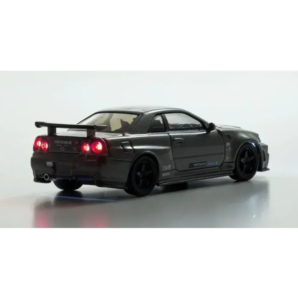 Nissan Skyline GT-R med LED-belysning - Grå- Kyosho - 1:64