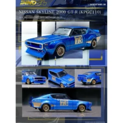 Nissan Skyline 2000 GT-R - Racing 1972 - Blå - Inno64 - 1:64