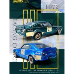 Nissan Skyline 2000 GT-R - Racing 1972 - Blå - Inno64 - 1:64