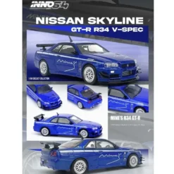 Nissan Skyline GT-R (R34) V-Spec - Blå - Inno64 - 1:64