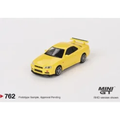 Nissan Skyline GT-R (R34) V-Spec - Gul 762 - Mini GT - 1:64