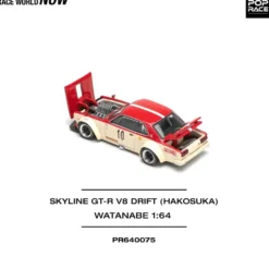 Nissan Skyline GT-R V8 Drift Hakosuka Watanabe - Vit / Röd - 75 - Pop Race - 1:64
