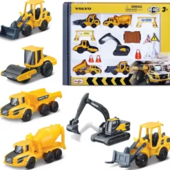 6-pack Volvo-byggfordon med tillbehör - Maisto