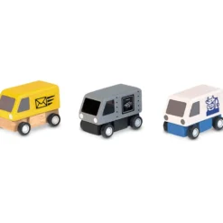 PlanToys tre småbilar - transportbilar