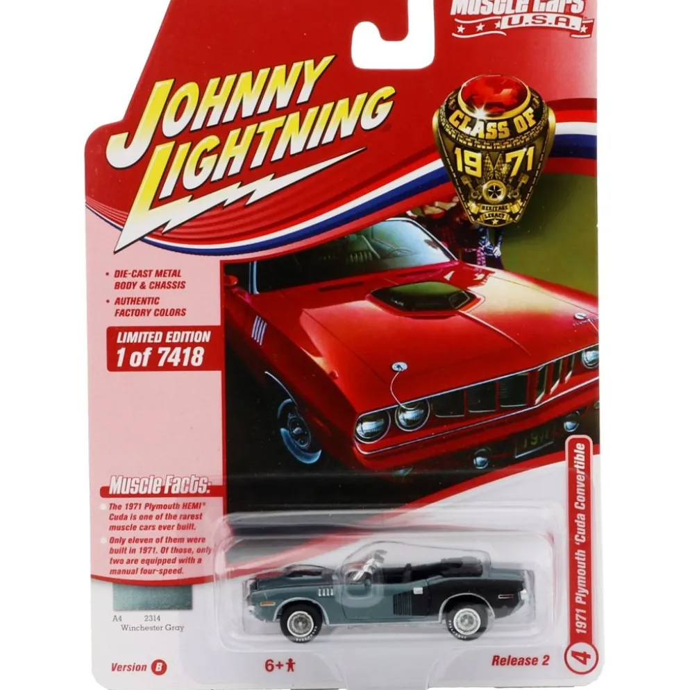 1971 Plymouth Cuda Convertible - Grå - JL - 1:64