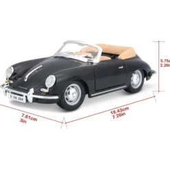 Porsche 356B Cabriolet - 1961 - Svart - Bburago - 1:24
